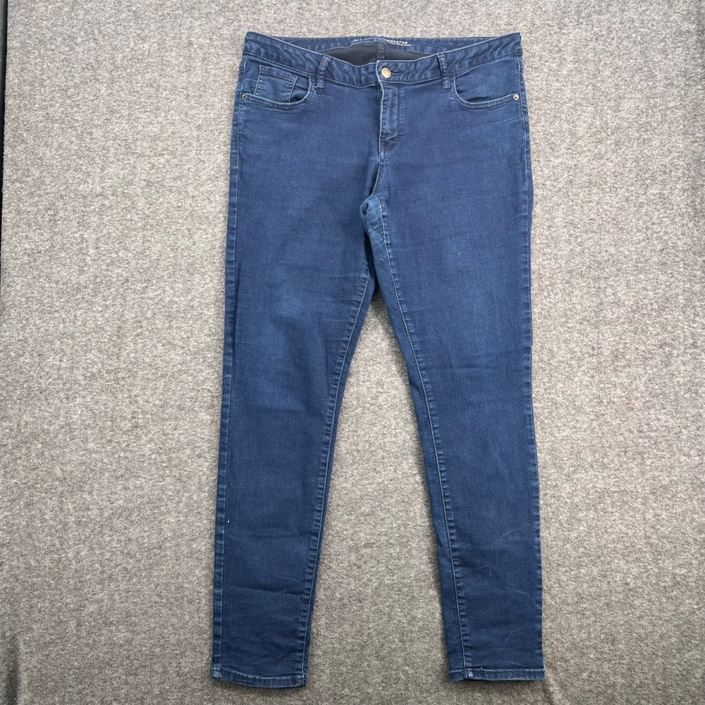 Old Navy Rockstar Low Rise Skinny Jeans Dark Wash Blue Womens 16 Long Stretch